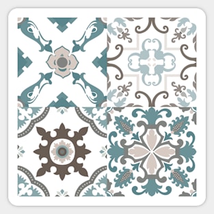 Vector set of Portuguese tiles patterns. Collection of colored patterns for design and fashion. Sticker